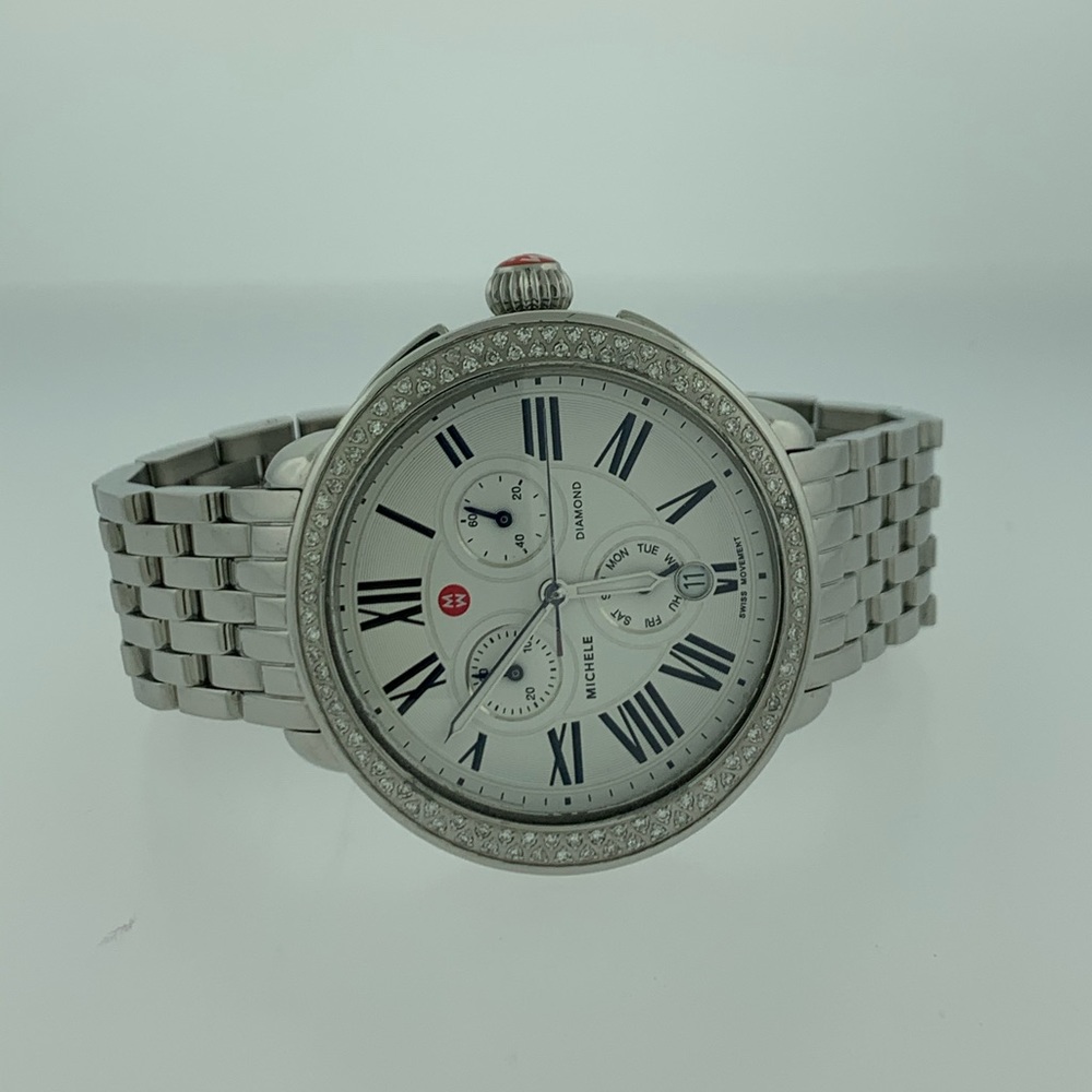 MICHELE Diamond Dial Round Face Chron .60ct Ladies